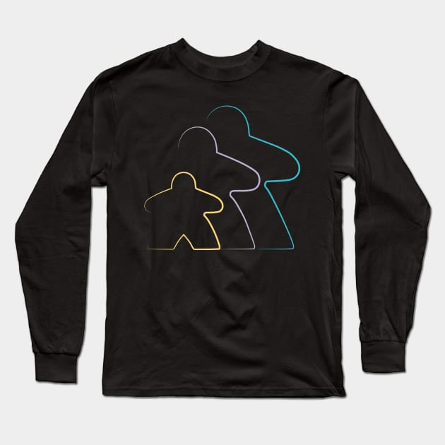 Three Meeples, One Story Long Sleeve T-Shirt by Maolli Land